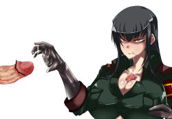 Rule 34 | 1girl, :t, bad id, bad pixiv id, black gloves, black hair, breasts, busujima, censored, cleavage, cum, cum in mouth, disembodied penis, elbow gloves, facial, gloves, huge breasts, kamen no hito, large penis, military, military uniform, no bra, original, paizuri, paizuri under clothes, penis, pointless censoring, shiny clothes, tsurime, uniform, yellow eyes