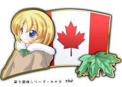 Rule 34 | 1girl, blonde hair, blue eyes, canada, canadian flag, flag, leaf, maple leaf, murakami senami
