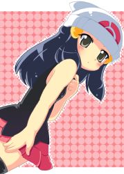 Rule 34 | 1girl, beanie, blush, creatures (company), dawn (pokemon), dutch angle, game freak, hand on another&#039;s chest, hand on own chest, hat, kimoko, looking back, nintendo, pokemon, pokemon adventures, pokemon dppt, solo, thighhighs