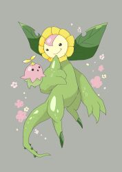 Rule 34 | 2others, digimon, digimon (creature), flower, highres, lalamon, multiple others, plant, sunflower, sunflowmon, tail