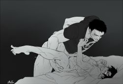 Rule 34 | 2boys, anal, barefoot, bed, dc comics, dick grayson, evil grin, evil smile, grin, male focus, male penetrated, mosasaursun, multiple boys, sex, size difference, smile, tagme, tim drake, wince, yaoi