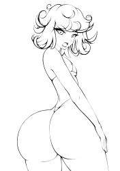 Rule 34 | 1girl, ass, ass focus, curvy, female focus, highres, huge ass, looking back, open mouth, sketch, solo, tatsumaki, thick thighs, thighs, wide hips, zonen404