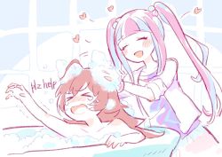 Rule 34 | &gt; &lt;, 2girls, :d, ^ ^, ahoge, bad id, bad twitter id, bang dream!, bath, bathing, bathroom, bathtub, blunt bangs, blush, bubble bath, closed eyes, clothed female nude female, crying, english text, hair bobbles, hair ornament, happy, heart, indoors, jacket, limited palette, long hair, multicolored hair, multiple girls, nude, nyubara reona, open mouth, pale color, reaching, reaching towards viewer, red hair, shiontaso, shirt, sketch, skirt, smile, soap, tamade chiyu, trembling, twintails, two-tone hair, washing another, washing hair