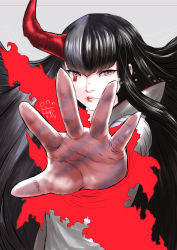 Rule 34 | 1girl, black hair, dual persona, horns, mishima kazumi (tekken), tears, tekken, white hair