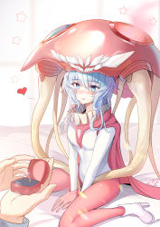Rule 34 | 1girl, absurdres, abyssal ship, alexzhang, blue eyes, boots, cape, covered navel, gloves, heart, high heel boots, high heels, highres, jewelry, kantai collection, long hair, male hand, marriage proposal, ornate ring, pink cape, pink gloves, ring, solo focus, tentacles, wedding ring, white footwear, white hair, wo-class aircraft carrier