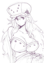 Rule 34 | 1girl, breasts, cleavage, cosmos (fairy tail), fairy tail, hat, large breasts, long hair, solo