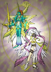 Rule 34 | angel, angel girl, angewomon, belt, digimon, digimon (creature), long hair, mask, ofanimon, wings