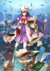 Rule 34 | 2girls, bat wings, bespectacled, blonde hair, blue hair, book, book stack, bookshelf, bow, brooch, candle, candlestand, capelet, carrying, coat, crescent, demon tail, dress, female focus, flandre scarlet, flying, flying paper, gem, glasses, hair ribbon, hat, head wings, highres, holding, jeanex, jewelry, koakuma, library, long hair, long sleeves, looking at viewer, multicolored clothes, multicolored dress, multiple girls, no shoes, open clothes, open coat, painting (object), paper, patchouli knowledge, purple dress, purple eyes, purple hair, red hair, remilia scarlet, ribbon, shirt, short hair, short sleeves, siblings, sisters, skirt, skirt set, smile, stairs, striped clothes, striped dress, tail, thighhighs, touhou, tress ribbon, very long hair, white dress, white legwear, wide sleeves, wings, zettai ryouiki