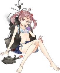 Rule 34 | 10s, 1girl, :q, anklet, bag, barefoot, bikini, bracelet, rabbit, cannon, drew (drew213g), fallen down, frills, full body, hair ornament, handbag, jewelry, kantai collection, looking at viewer, machinery, navel, official art, pink eyes, pink hair, sandals, sazanami (kancolle), school uniform, sitting, skirt, smile, smoke, solo, sticker, swimsuit, tears, tongue, tongue out, torn clothes, torpedo, transparent background, twintails