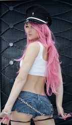 Rule 34 | ass, cosplay, final fight, denim shorts, photo (medium), pink hair, poison (final fight), poison (final fight) (cosplay), riding crop, short shorts, shorts, street fighter