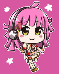 Rule 34 | 1girl, ahoge, artist name, artist request, bare legs, blush, blush stickers, boots, bow, breasts, brown eyes, checkered clothes, checkered skirt, chibi, collared shirt, corset, cropped jacket, dress, dress shirt, female focus, flat chest, flower, full body, hair flower, hair ornament, headphones, high heel boots, high heels, jacket, knee boots, light brown jacket, long hair, looking at viewer, love live!, love live! nijigasaki high school idol club, love live! school idol festival, love live! school idol festival all stars, miniskirt, necktie, no mask, outline, parted lips, pink background, pink bow, pink flower, pink hair, pink necktie, pink ribbon, plaid, plaid skirt, pleated, pleated skirt, red flower, red skirt, ribbon, rina-chan board, shirt, short hair, short sleeves, skirt, small breasts, smile, solo, spoilers, standing, standing on one leg, star (symbol), star print, tennoji rina, v, van springfield, white footwear, white jacket, white outline, white shirt, white skirt, wing collar, yellow eyes, yellow flower, yellow footwear