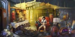 Rule 34 | 1girl, alarm clock, armchair, black hair, bob cut, book, book stack, bookshelf, bracelet, bug, butterfly, chair, clock, closed eyes, clothesline, crop top, digits, flower, globe, highres, hourglass, image sample, insect, jar, jewelry, library, long image, messy, midriff, napkin, narongchai singhapand, necktie, open book, original, panties, planet, readman, red upholstery, room, rose, sitting, solo, stuffed animal, stuffed rabbit, stuffed toy, underwear, watch, white flower, white legwear, white panties, white rose, wide image, wristwatch