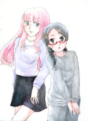 Rule 34 | 1boy, 1girl, black hair, glasses, height difference, koibuchi kuranosuke, kuragehime, kurashita tsukimi, long hair, pink hair