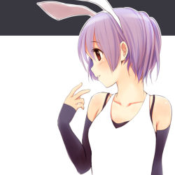 Rule 34 | 1girl, animal ears, blush, extra ears, original, purple hair, rabbit ears, red eyes, simple background, smile, solo, toshiya, white background