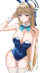 Rule 34 | 1girl, absurdres, bare shoulders, blonde hair, blue archive, blue eyes, breasts, cleavage, highres, long hair, looking at viewer, murding, simple background, solo, toki (blue archive)