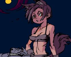 Rule 34 | 1girl, bra, breasts, female focus, gloves, lingerie, lowres, moon, outdoors, outtake, sky, solo, tail, underwear, wolf