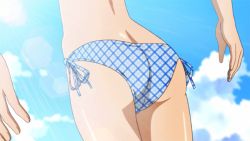Rule 34 | animated, animated gif, ass, ass focus, bikini, butt crack, cloud, furukawa keiko, screencap, shinryaku! ikamusume, side-tie bikini bottom, spanked, spanking, swimsuit