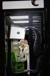 Rule 34 | 1girl, blonde hair, blue eyes, coat, deerstalker, detective, gurumie, hair ornament, hat, highres, hololive, hololive english, monitor, open mouth, outdoors, payphone, phone, phone booth, short hair, tentacles, trench coat, virtual youtuber, watson amelia