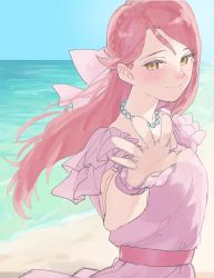 Rule 34 | 1girl, absurdres, artist name, artist request, beach, blue sky, blush, braid, breasts, brown eyes, cloud, collarbone, crown braid, day, dress, female focus, frilled sleeves, frills, hair between eyes, hair ribbon, half-closed eyes, half updo, highres, jewelry, long hair, looking at viewer, love live!, love live! school idol festival, love live! sunshine!!, miniskirt, necklace, ocean, outdoors, parted lips, pearl necklace, pianoforte monologue, pianoforte monologue (love live!), pink dress, pink ribbon, pink scrunchie, pink skirt, plaid, plaid dress, plaid skirt, pleated, pleated dress, pleated skirt, polka dot, polka dot scrunchie, pure phrase, pure phrase (love live!), reaching, reaching towards viewer, red hair, ribbon, sakurauchi riko, scrunchie, short sleeves, skirt, sky, small breasts, smile, solo, wrist scrunchie, yellow eyes
