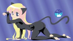 Rule 34 | animal ears, ass, blush, cat ears, cat tail, flat chest, highres, long hair, spandex, tail, vector trace, wallpaper