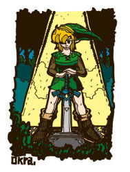 Rule 34 | 1boy, green shirt, hat, link, lowres, male focus, master sword, nintendo, okra (artist), pointy ears, solo, sword, the legend of zelda, the legend of zelda: a link to the past, weapon