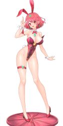 Rule 34 | absurdres, adapted costume, breasts, chest jewel, feichu keju, highres, large breasts, leotard, playboy bunny, pyra (xenoblade), red eyes, red hair, short hair, solo, xenoblade chronicles (series), xenoblade chronicles 2