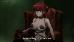 Rule 34 | animated, anime screenshot, bikini, bouncing breasts, breasts, character request, large breasts, screencap, solo, sound, swimsuit, throne, triage x, video
