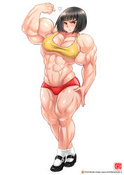 Rule 34 | 1girl, abs, biceps, black hair, blue eyes, extreme muscles, female focus, flexing, gao (gaolukchup), muscular, muscular female, solo