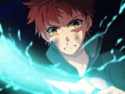Rule 34 | 1boy, anime coloring, electricity, emiya shirou, fate/stay night, fate (series), male focus, red hair, solo, tukno