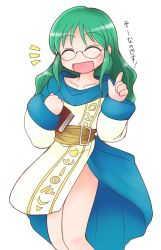 Rule 34 | 1girl, ^ ^, book, eternal melody, closed eyes, glasses, green hair, long hair, mayer staicia, smile, solo, sotto, translation request