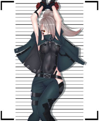 Rule 34 | 10s, 1girl, breasts, brown eyes, god eater, god eater 3, grey hair, long hair, looking at viewer, medium breasts, ponytail, protagonist (god eater), solo, tagme, weapon