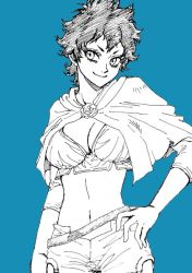 Rule 34 | 1girl, black clover, breasts, cleavage, midriff, navel, smile, sol marron, solo