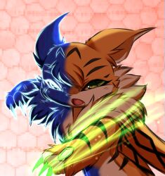 Rule 34 | animal ears, cat, cat ears, claws, digimon, digimon (creature), green eyes, highres, meicoomon, solo