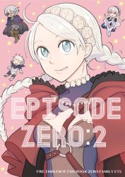Rule 34 | ahoge, blue eyes, braid, breasts, capelet, chest harness, choker, cleavage cutout, clothing cutout, corrin (female) (fire emblem), corrin (fire emblem), eyepatch, family, father and daughter, father and son, fire emblem, fire emblem fates, hairband, harness, hood, hooded capelet, kana (fire emblem), kana (male) (fire emblem), konoya, leather, medium breasts, mother and daughter, mother and son, niles (fire emblem), nina (fire emblem), nintendo, smile, teeth, turtleneck, twin braids, white hair