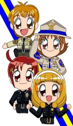 Rule 34 | 00s, 10s, 4girls, california highway patrol, campaign hat, chp trouser stripe, futari wa precure, futari wa precure max heart, hands on own hips, hat, highres, hino akane (smile precure!), holster, kise yayoi, los angeles county sheriff&#039;s department, los angeles police department, misumi nagisa, multiple girls, natsuki rin, necktie, police, police uniform, precure, salute, san francisco police department, schneider (sierra-77), smile precure!, standing, uniform, yes! precure 5, yes! precure 5 gogo!