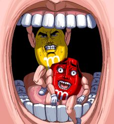 Rule 34 | bad id, bad pixiv id, creepy, food, horror (theme), kouno (masao), m&amp;m&#039;s, muscular, open mouth, pain, realistic, teeth, vore, what