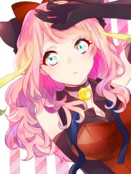 Rule 34 | 10s, 1girl, animal ears, bad id, bad pixiv id, bell, blonde hair, blue eyes, blue ribbon, bow, breasts, cat ears, cat girl, choker, cleavage, closed mouth, elbow gloves, eyebrows, female focus, frown, gloves, hair bow, hashimoto nyaa, highres, jingle bell, large breasts, multicolored hair, neck bell, neck ribbon, osomatsu-san, osomatsu (series), pink hair, red bow, ribbon, solo, streaked hair, swept bangs, upper body, yunyuniraaka
