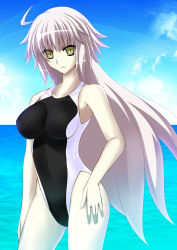 Rule 34 | 1girl, breasts, competition swimsuit, covered navel, cowboy shot, engo (aquawatery), fate/grand order, fate (series), highleg, highleg swimsuit, jeanne d&#039;arc alter (swimsuit berserker) (fate), jeanne d&#039;arc (fate), jeanne d&#039;arc alter (fate), jeanne d&#039;arc alter (swimsuit berserker) (fate), long hair, looking at viewer, one-piece swimsuit, silver hair, solo, swimsuit, yellow eyes
