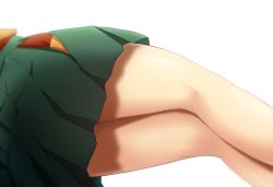 Rule 34 | 10s, 1girl, green skirt, highres, hiryuu (kancolle), kantai collection, lower body, lying, ohiya, on side, pleated skirt, simple background, skirt, solo, thighs, white background