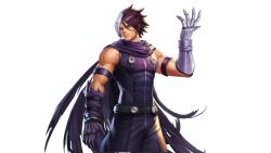 Rule 34 | 1boy, abs, asymmetrical gloves, black hair, closed mouth, facial scar, gloves, highres, looking at viewer, male focus, metal gloves, mismatched gloves, multicolored hair, muscular, muscular male, nameless (kof), official art, scar, scar across eye, scar on cheek, scar on face, snk, solo, split-color hair, the king of fighters, the king of fighters 2002, the king of fighters all-stars, two-tone hair, veins, veiny arms, white hair