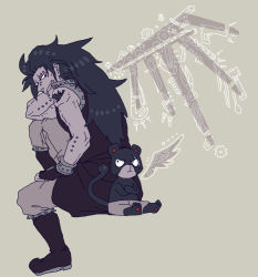 Rule 34 | axe, black hair, boots, chain, fairy tail, feathers, fork, gajeel redfox, gears, gloves, gun, hammer, haraheri (2812085), jewelry, key, knife, long hair, nail, pantherlily, ring, scar, scissors, shorts, spiked hair, spoon, sword, tail, weapon, wings, wrench