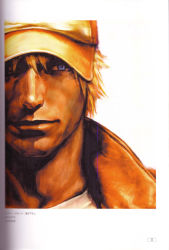 Rule 34 | 1boy, absurdres, artbook, blonde hair, blue eyes, fatal fury, hat, highres, male focus, official art, scan, snk, solo, terry bogard, the king of fighters