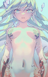 Rule 34 | 1girl, breasts, bubble, commentary request, green eyes, green hair, highres, long hair, looking at viewer, medium breasts, mermaid, mermaid (megami tensei), monster girl, parted lips, scales, shin megami tensei, shin megami tensei v, solo, tanokura mon, underwater, upper body, very long hair, water