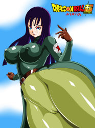 Rule 34 | 10s, 1girl, ass, black hair, blue eyes, breasts, closed mouth, covered erect nipples, dicasty, dragon ball, dragon ball super, female focus, highres, long hair, mai (dragon ball), nipples, pussy, source request, text focus