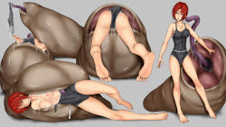 Rule 34 | 1girl, ass, blush, breasts, cookin, dino crisis, highres, monster, red hair, regina (dino crisis), tentacles, vore
