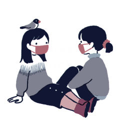 Rule 34 | . ., 2girls, animal, animal on head, ankle boots, arm support, artist name, bird, bird on head, black hair, black pants, black skirt, bleeding, blood, boots, buttons, chromatic aberration, covered mouth, finch, from behind, from side, full body, grey sweater, hair ornament, hair scrunchie, high collar, hirasawa minami, hugging own legs, java sparrow, knees to chest, knees up, legs together, limited palette, long sleeves, looking away, mask, medium hair, medium skirt, mouth mask, multiple girls, no lineart, on head, original, pants, pantyhose, ponytail, profile, puffy long sleeves, puffy sleeves, purple footwear, scrunchie, shoe soles, short ponytail, simple background, sitting, skirt, sweater, white background