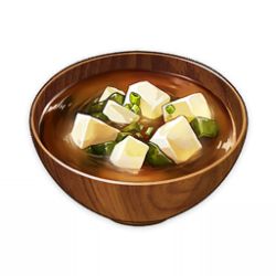 Rule 34 | artist request, bowl, brown theme, commentary, english commentary, food, food focus, game cg, genshin impact, lowres, miso soup, no humans, official art, simple background, soup, spring onion, still life, third-party source, tofu, transparent background