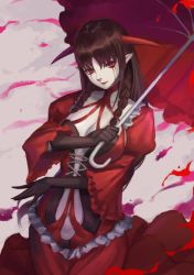 Rule 34 | 1girl, black hair, bloodless (bloodstained), bloodstained: ritual of the night, breasts, cleavage, large breasts, long hair, red eyes
