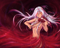 Rule 34 | 1girl, atomix, demon girl, instrument, silver hair, solo, tagme, violin, yellow eyes