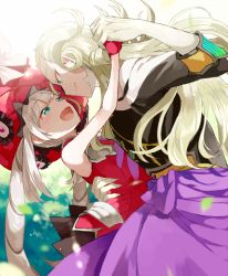 Rule 34 | 1boy, 1girl, blonde hair, blush, couple, dancing, fate/grand order, fate (series), flower, gloves, hamanako paruparu, hat, long hair, marie antoinette (fate), multiple girls, open mouth, pointy ears, smile, twintails, wolfgang amadeus mozart (fate)